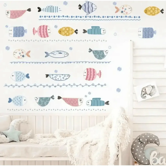 Underwater Fish Frenzy Wall Sticker Set for Vibrant Kids' Rooms - Easy do Wall do