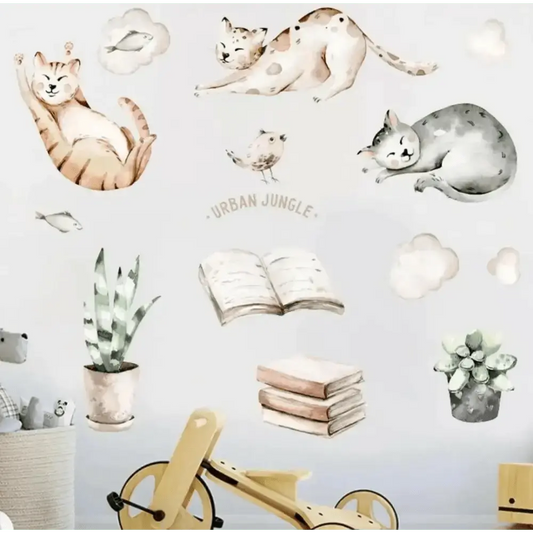 Urban Jungle Cat Wallpaper Stickers for Modern Spaces - Easy do Wall do