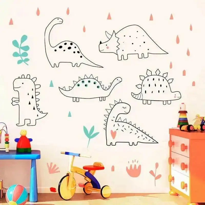 Vinyl Dinosaurs Wallpaper Stickers - Fun and Interactive Room Decor - Easy do Wall do