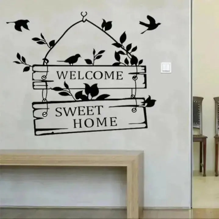 Welcome Sweet Home Wall Stickerswith Birds & Tree - Easy do Wall do
