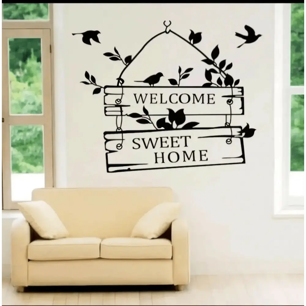 Welcome Sweet Home Wall Stickerswith Birds & Tree - Easy do Wall do