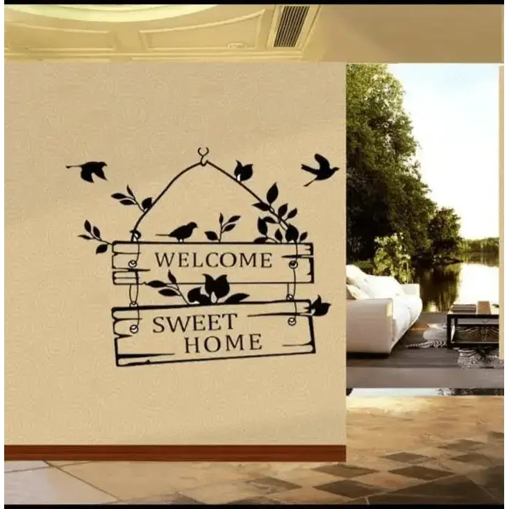 Welcome Sweet Home Wall Stickerswith Birds & Tree - Easy do Wall do