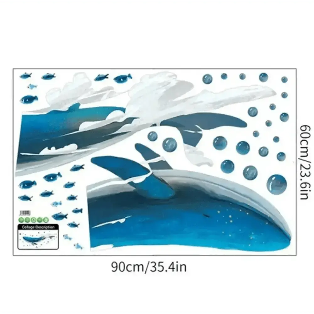 Whale and Bubbles Wall Sticker - Playful Marine Decor - Easy do Wall do