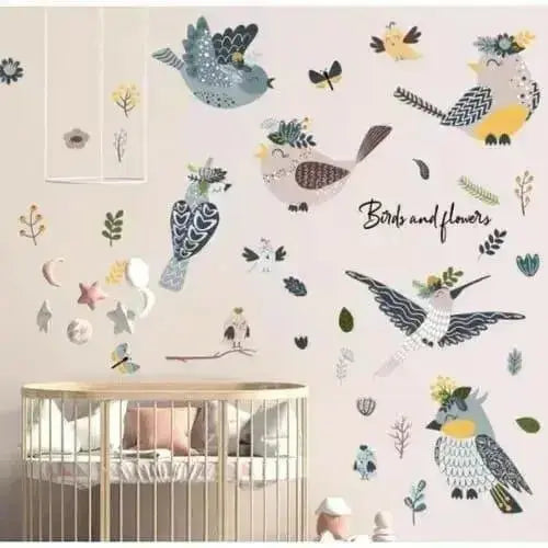 Whimsical Birds & Floral Wall Stickers for Elegant Spaces - Easy do Wall do