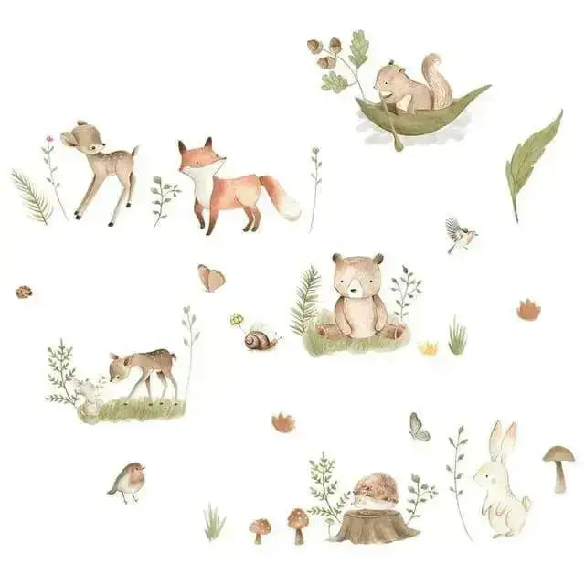 Whimsical Woodland Animal Wallpaper Stickers for Kids - Easy do Wall do