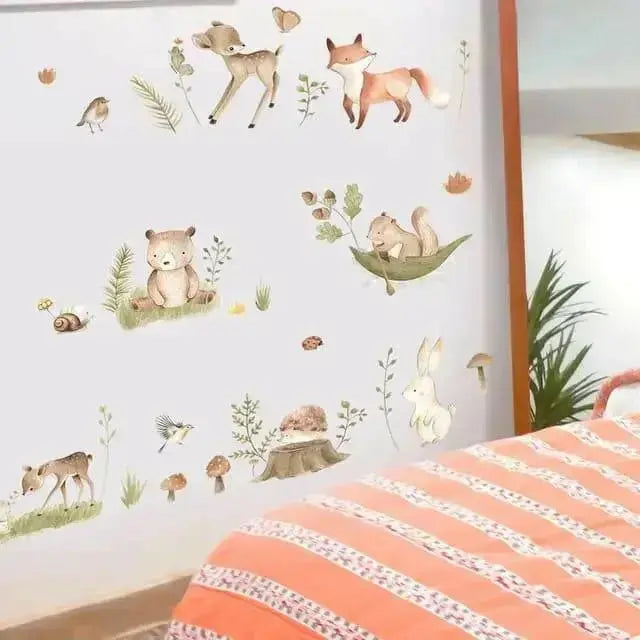 Whimsical Woodland Animal Wallpaper Stickers for Kids - Easy do Wall do