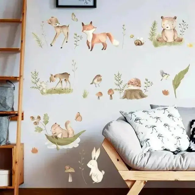 Whimsical Woodland Animal Wallpaper Stickers for Kids - Easy do Wall do