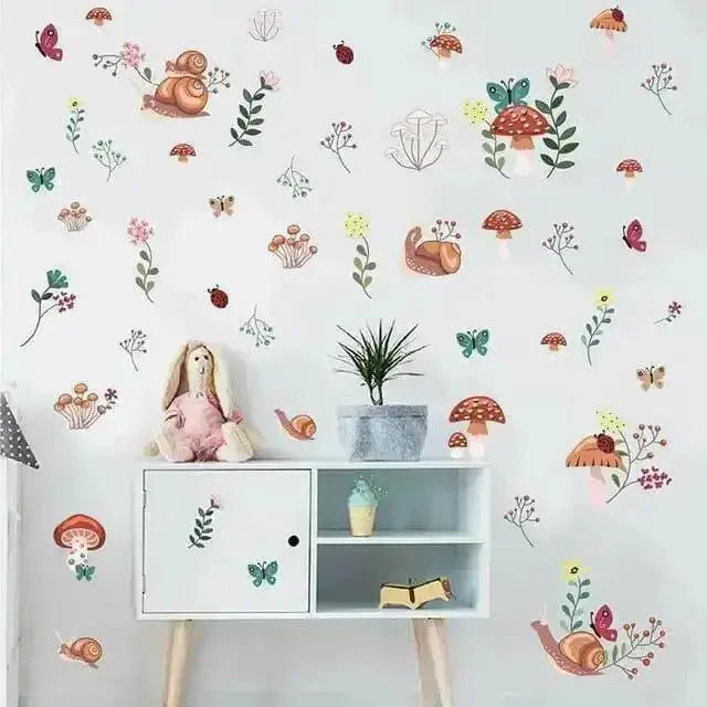 Woodland Creatures and Mushrooms Wall Stickers for Kids' Rooms - Easy do Wall do