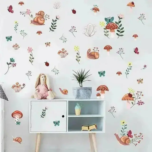 Woodland Creatures and Mushrooms Wall Stickers for Kids' Rooms - Easy do Wall do