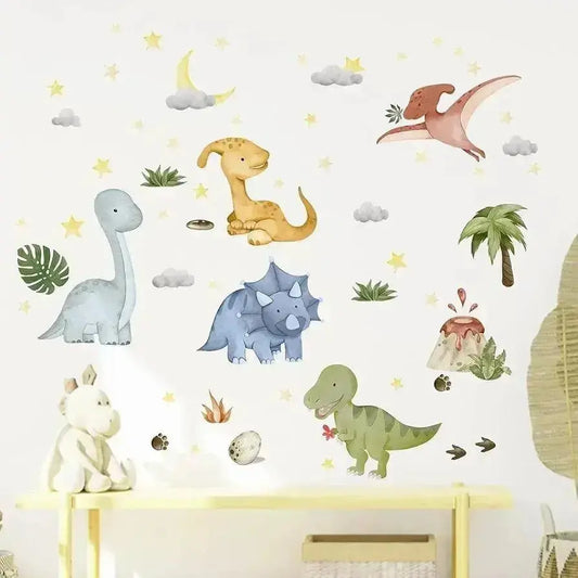 Yovkky Watercolor Baby Dinosaur Wall Decals Stickers - Easy do Wall do