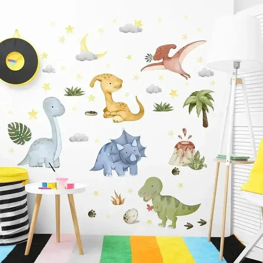 Yovkky Watercolor Baby Dinosaur Wall Decals Stickers - Easy do Wall do