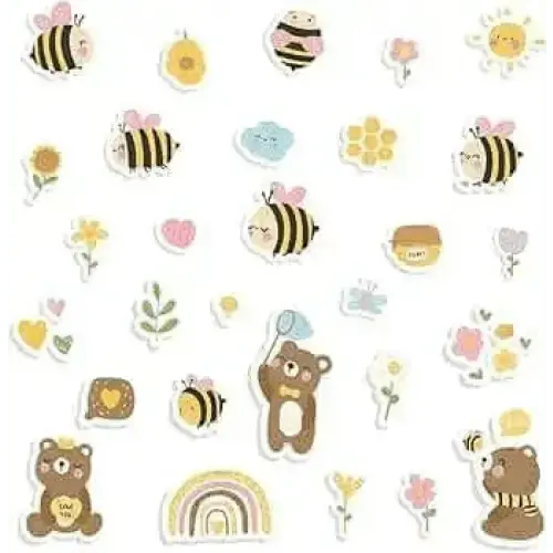 Adorable Baby Bear and Bee Wall Sticker Set for Kids - Easy do Wall do