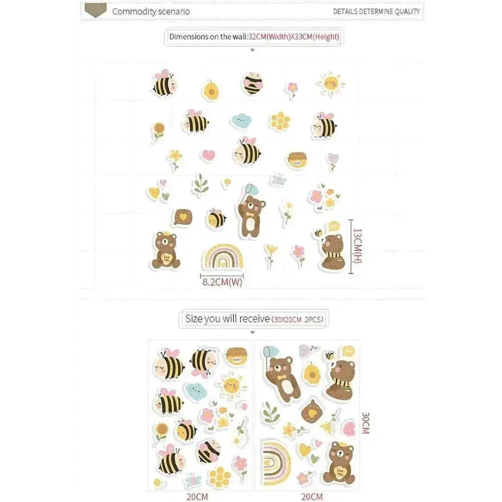 Adorable Baby Bear and Bee Wall Sticker Set for Kids - Easy do Wall do