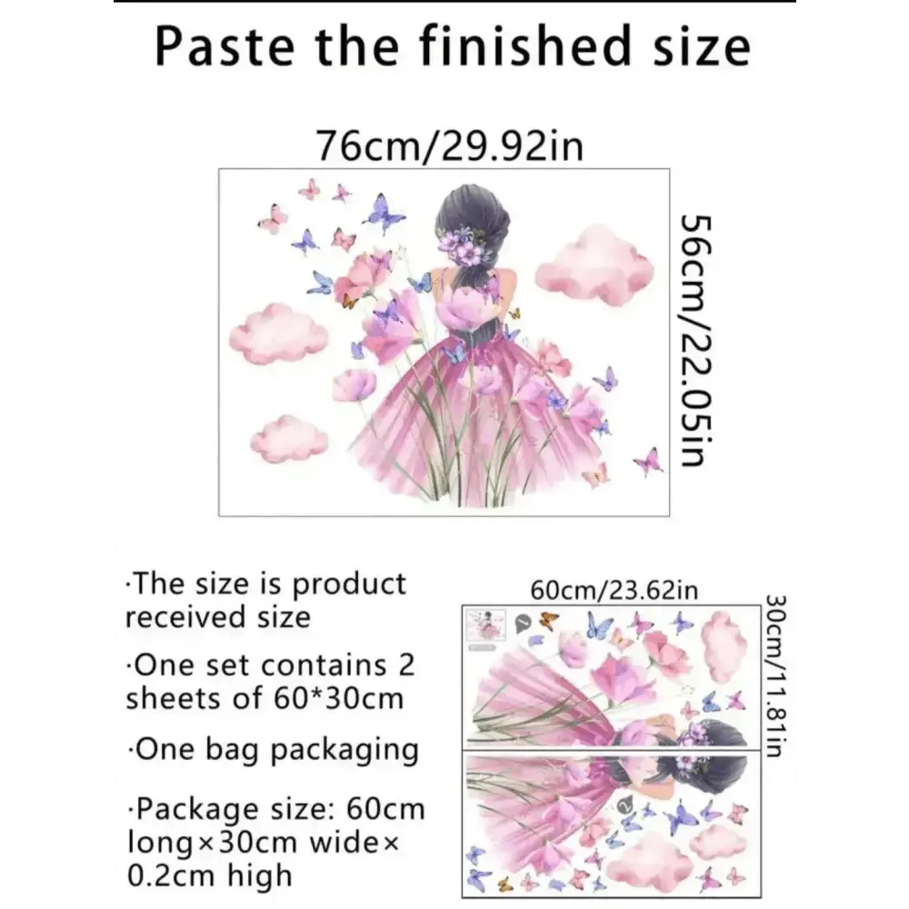 Adorable Cartoon Girl Butterfly and Cloud Wallpaper for Girls' Rooms - Easy do Wall do