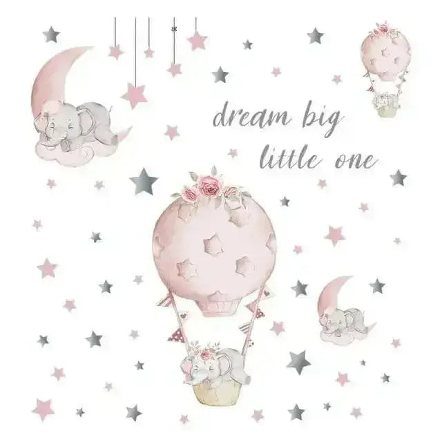 Adorable Elephant Hot Air Balloon Wall Stickers for Kids - Easy do Wall do