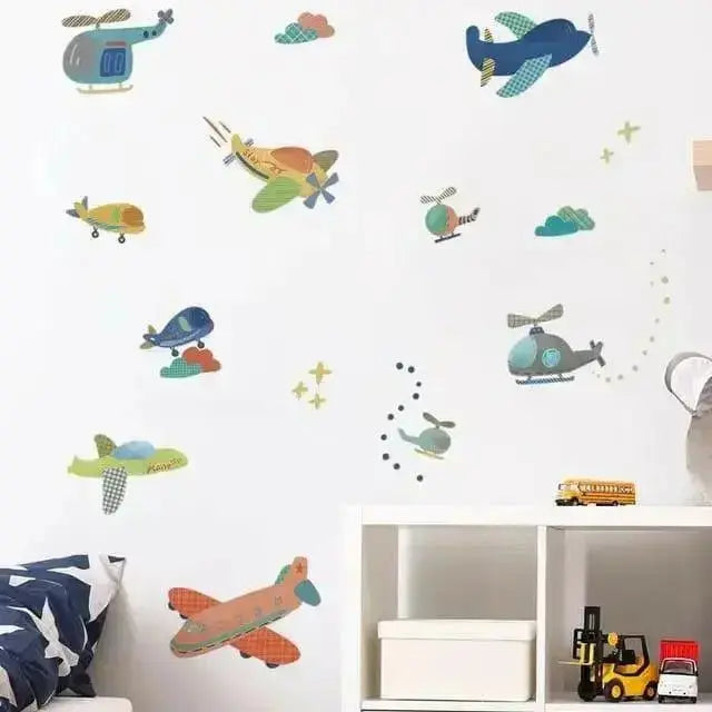 Airplane and Helicopter Wall Stickers - Fun Sky Decor - Easy do Wall do