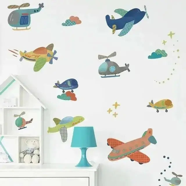 Airplane and Helicopter Wall Stickers - Fun Sky Decor - Easy do Wall do