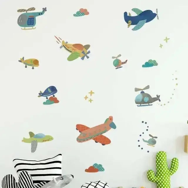 Airplane and Helicopter Wall Stickers - Fun Sky Decor - Easy do Wall do