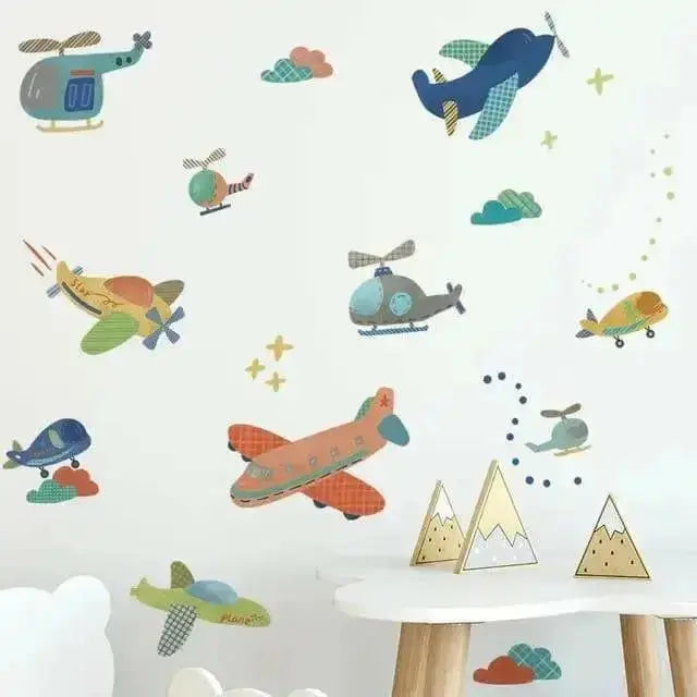 Airplane and Helicopter Wall Stickers - Fun Sky Decor - Easy do Wall do