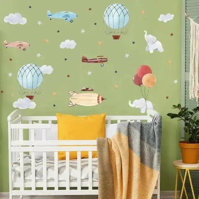 Airplane Hot Air Balloon Wall Stickers - Timeless Decor - Easy do Wall do