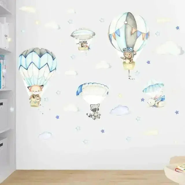 Animal Hot Air Balloon Wallpaper Stickers for Kids - Easy do Wall do