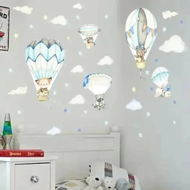 Animal Hot Air Balloon Wallpaper Stickers for Kids - Easy do Wall do