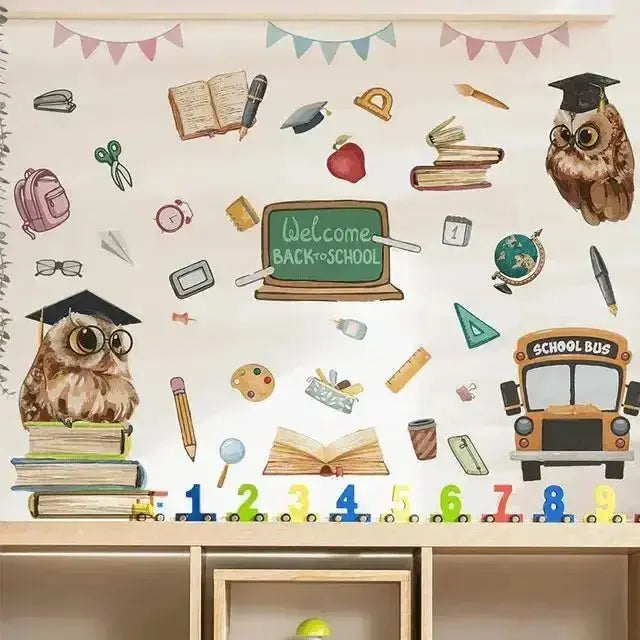 Back - to - School Owl Fun Wall Stickers for Classrooms - Easy do Wall do