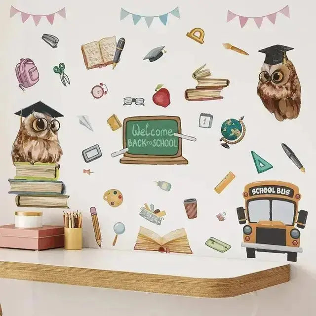 Back - to - School Owl Fun Wall Stickers for Classrooms - Easy do Wall do