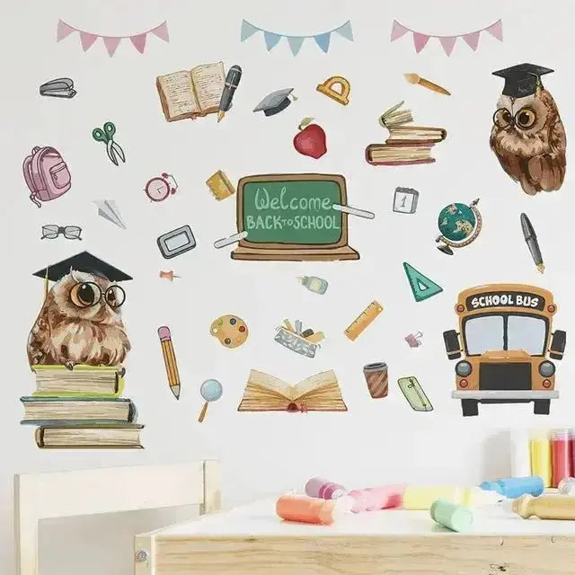 Back - to - School Owl Fun Wall Stickers for Classrooms - Easy do Wall do