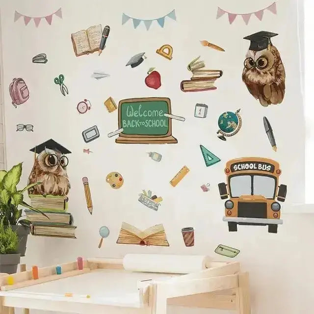 Back - to - School Owl Fun Wall Stickers for Classrooms - Easy do Wall do