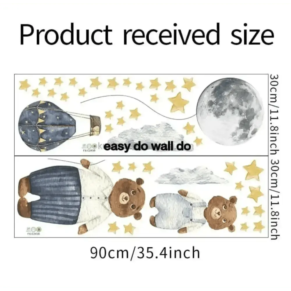 Bear and Moon Wall Stickers for Kids - Whimsical Room Decor - Easy do Wall do