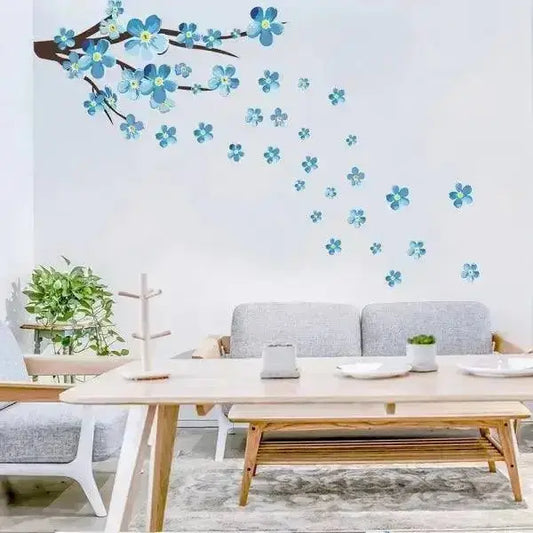 Blue Flower Branch Wall Decals - Elegant and Fresh Decor - Easy do Wall do