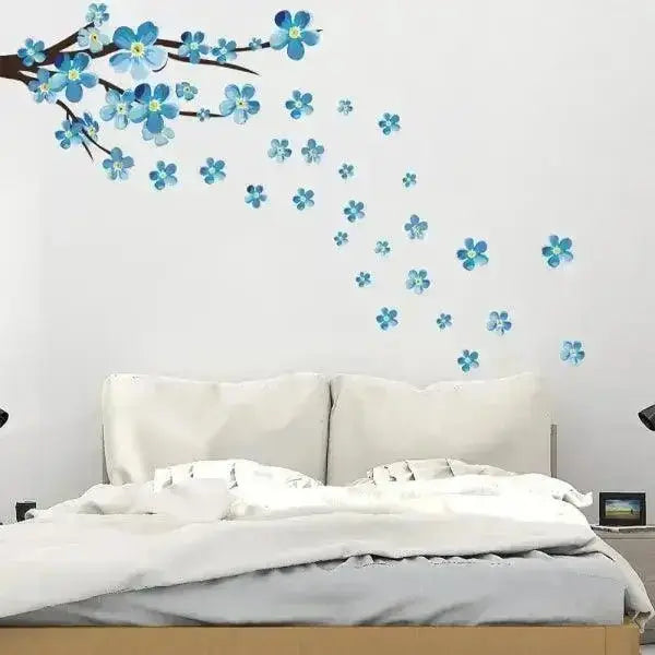 Blue Flower Branch Wall Decals - Elegant and Fresh Decor - Easy do Wall do