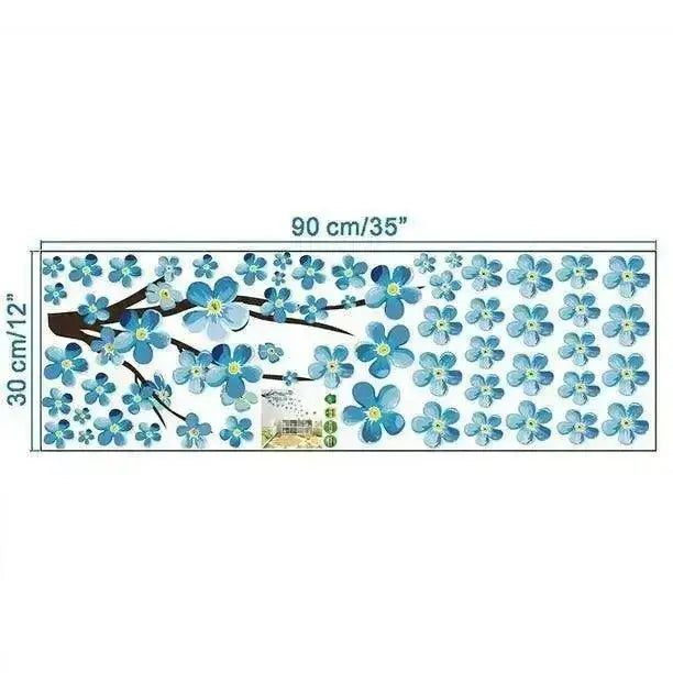 Blue Flower Branch Wall Decals - Elegant and Fresh Decor - Easy do Wall do