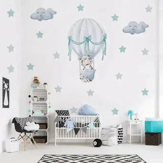 Blue Hot Air Balloon Wall Stickers - Dreamy and Stylish Decor - Easy do Wall do
