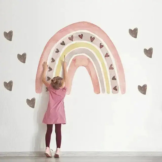 Boho Heart Rainbow Wall Decals - Whimsical and Cozy Decor - Easy do Wall do