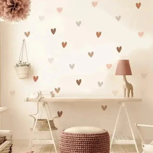 Boho Heart Wall Decals - Neutral Pink Brown Nursery Decor - Easy do Wall do
