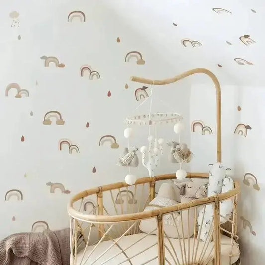 Boho Rainbow Cloud Wall Stickers - Neutral Nursery Decor - Easy do Wall do