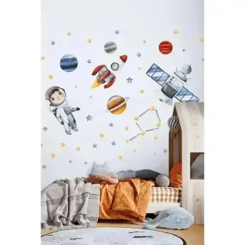 Cartoon Spaceman Rocket Wall Sticker - Large Size Decor - Easy do Wall do
