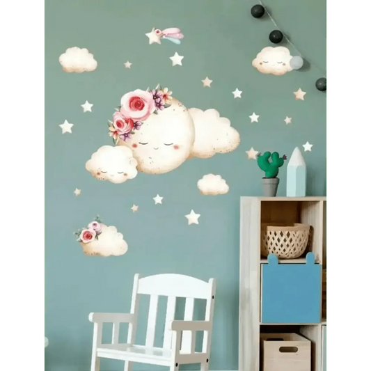 Cloud and Moon Wall Stickers - Dreamy Nursery Decor - Easy do Wall do