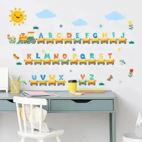 English Alphabet Cartoon Little Train Wall Stickers - Fun and Educational Decor - Easy do Wall do
