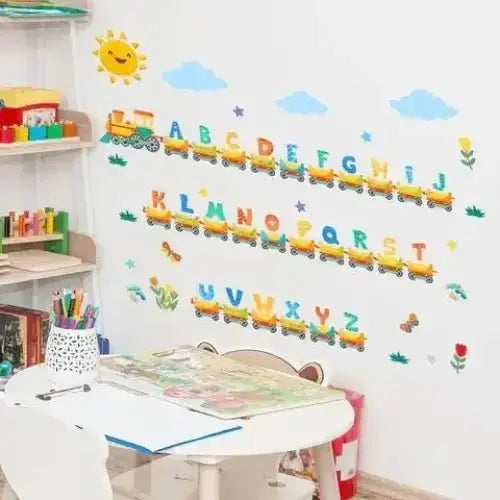 English Alphabet Cartoon Little Train Wall Stickers - Fun and Educational Decor - Easy do Wall do