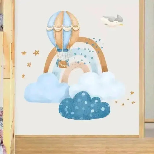 Hot Air Balloon Rainbow Wall Stickers - Whimsical Kids' Room Deco - Easy do Wall do