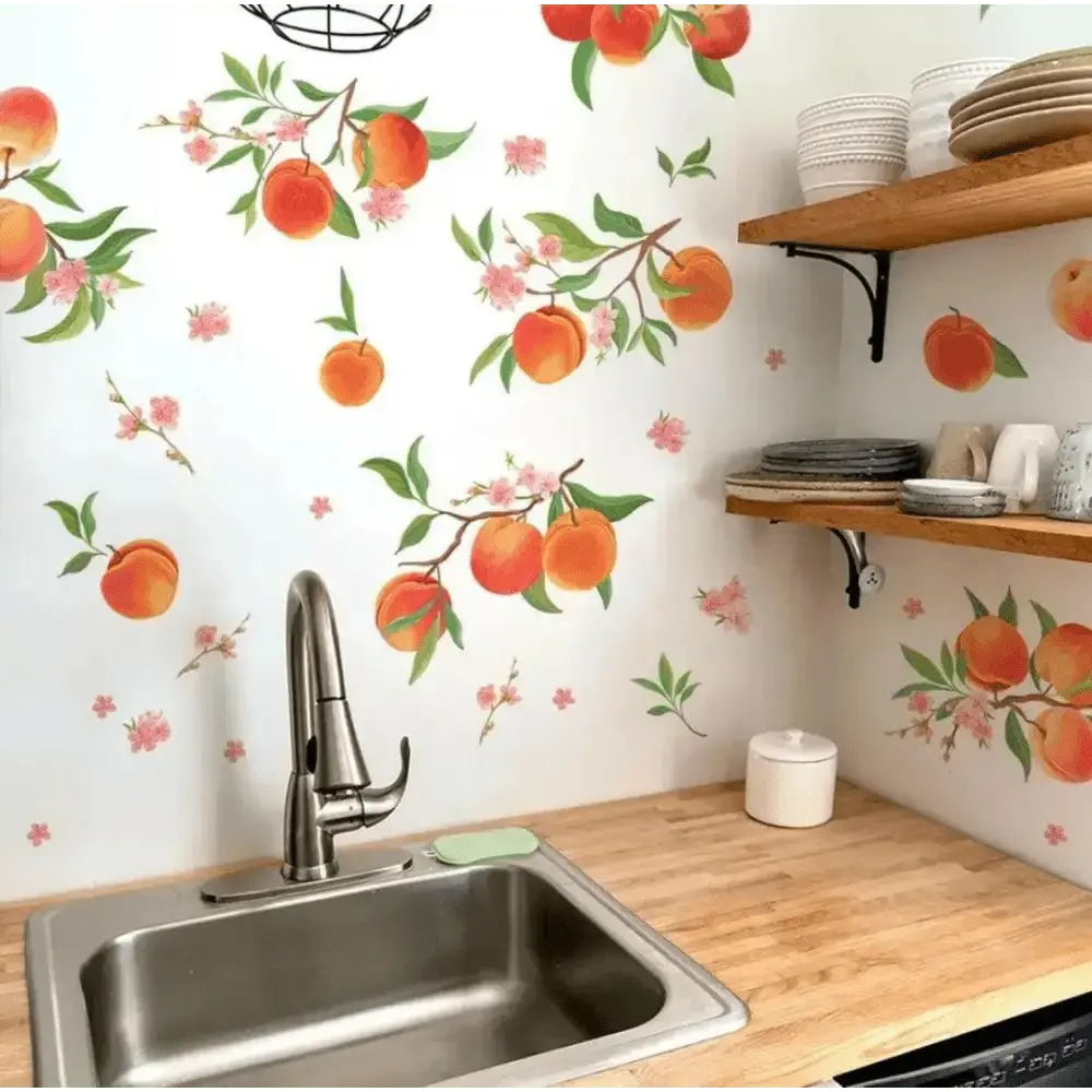 Peach and Floral Wall Stickers - Elegant and Natural Decor - Easy do Wall do