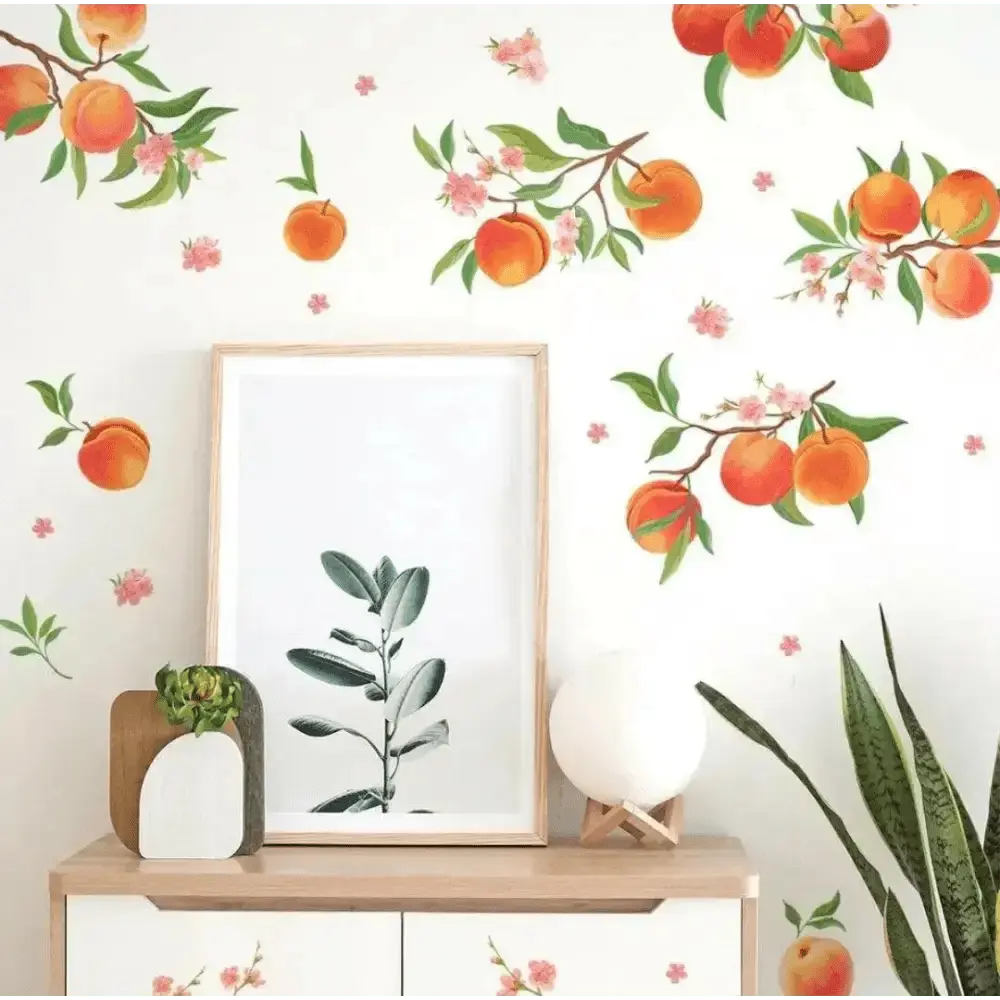 Peach and Floral Wall Stickers - Elegant and Natural Decor - Easy do Wall do