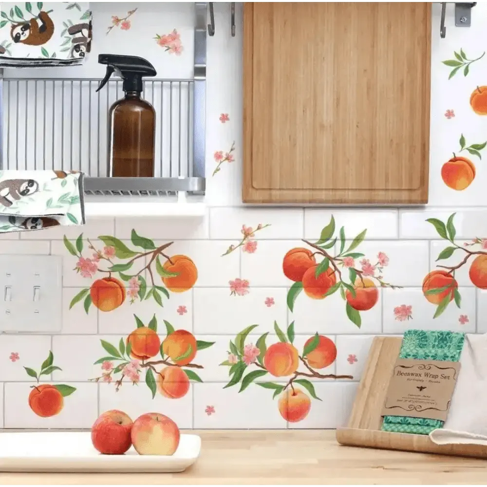 Peach and Floral Wall Stickers - Elegant and Natural Decor - Easy do Wall do