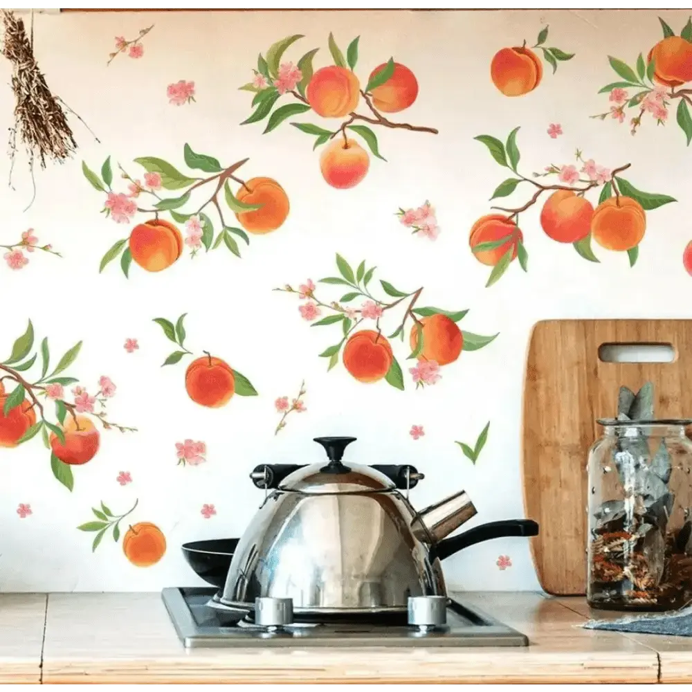 Peach and Floral Wall Stickers - Elegant and Natural Decor - Easy do Wall do