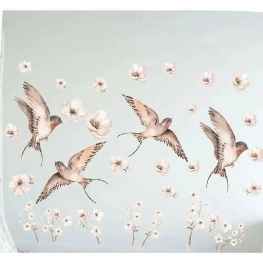 Pieces Flower Swallow Wall Sticker - Easy do Wall do