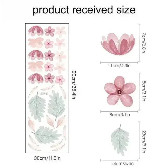 Pink Floral Wall Stickers - Delicate and Stylish Decor - Easy do Wall do