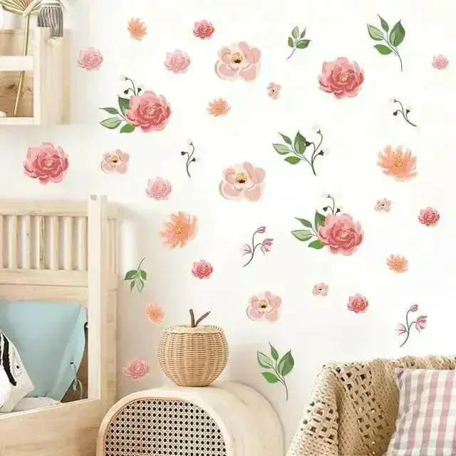 Pink Floral Wall Stickers for Elegant Home Decor - Easy do Wall do